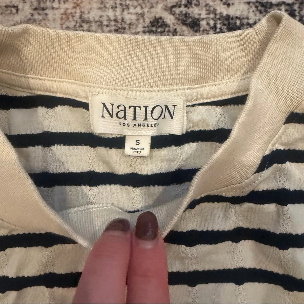 Nation LTD Black and Cream Striped Paulette Top - Picture 3 of 4